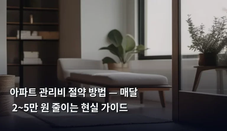 아파트 관리비 절약 방법 — 매달 2~5만 원 줄이는 현실 가이드
