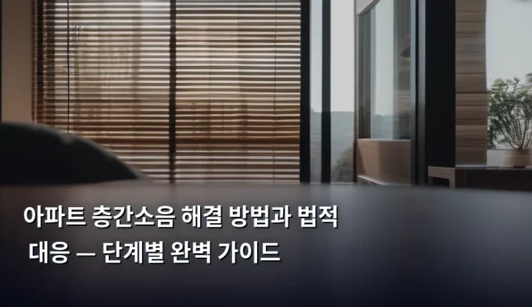 아파트 층간소음 해결 방법과 법적 대응 — 단계별 완벽 가이드