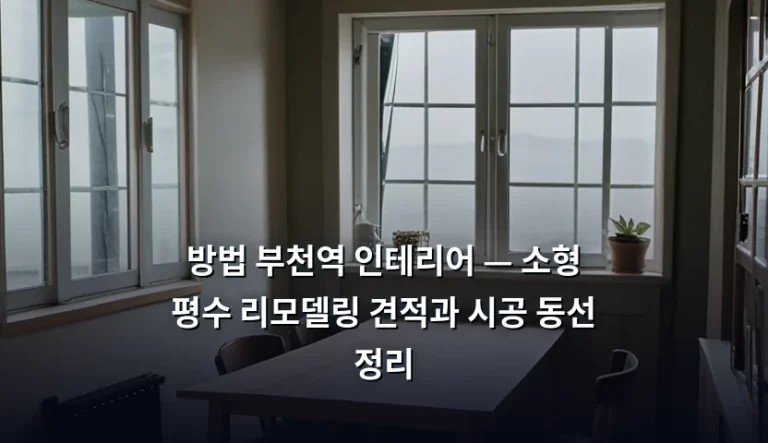 방법 부천역 인테리어 — 소형 평수 리모델링 견적과 시공 동선 정리