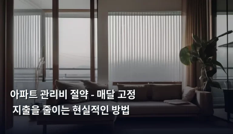 아파트 관리비 절약 – 매달 고정 지출을 줄이는 현실적인 방법