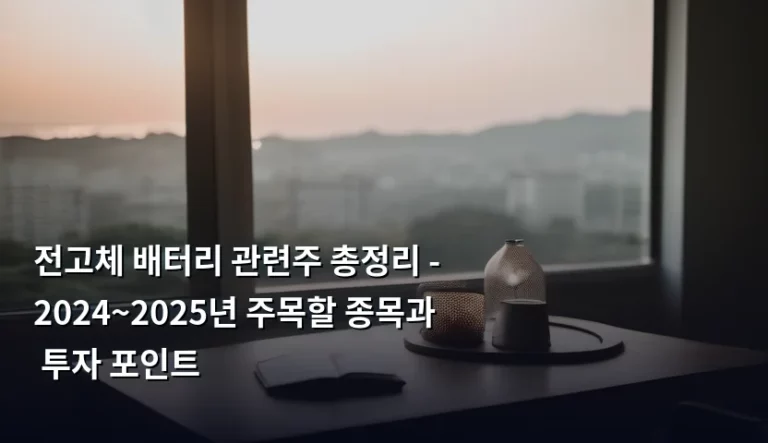전고체 배터리 관련주 총정리 – 2026년 주목할 종목과 투자 포인트