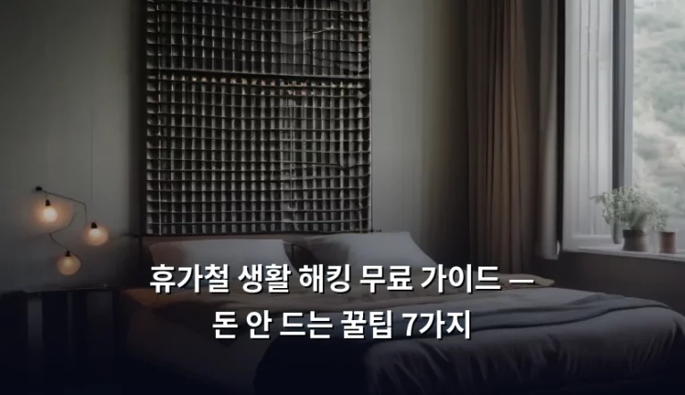 휴가철 생활 해킹 무료 가이드 — 돈 안 드는 꿀팁 7가지